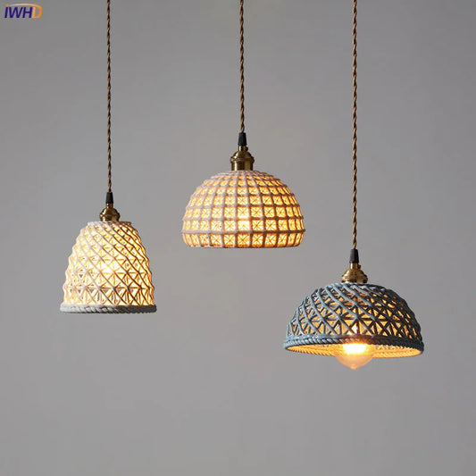 DecorBites™ Ceramic LED Pendant Lights: Modern Copper Hanging Lamp for Home Indoor Lighting