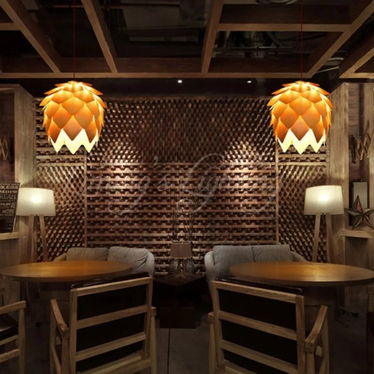 Nordic Oak Pinecone Wood Pendant Light