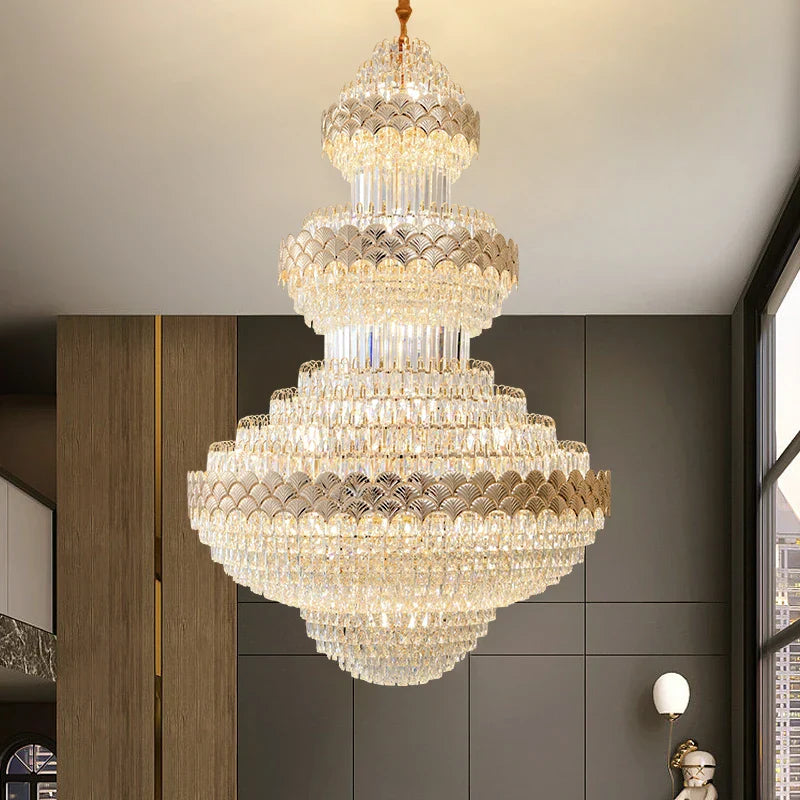 DecorBites™ Crystal Chandelier - Modern Duplex Loft Staircase Living Room Lighting