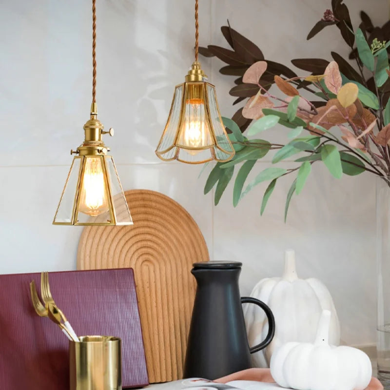 DecorBites™ Glass LED Hanging Lamp | Minimalist Copper Pendant Light