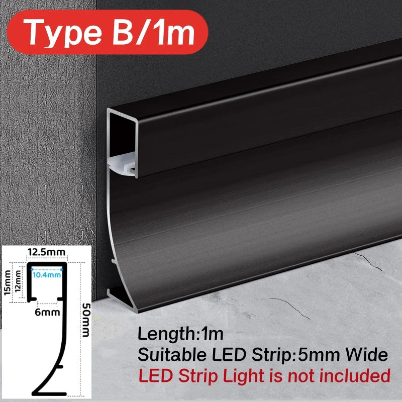 DecorBites™ LED Skirting Profile: Hidden Corner Recessed Aluminum Baseboard Light Strip