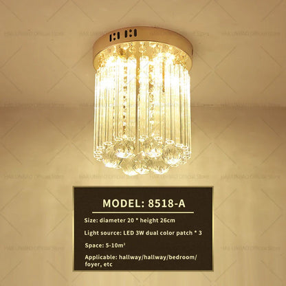 DecorBites™ Elegant Crystal Ceiling Light for Entryway, Stairs, and Hallway
