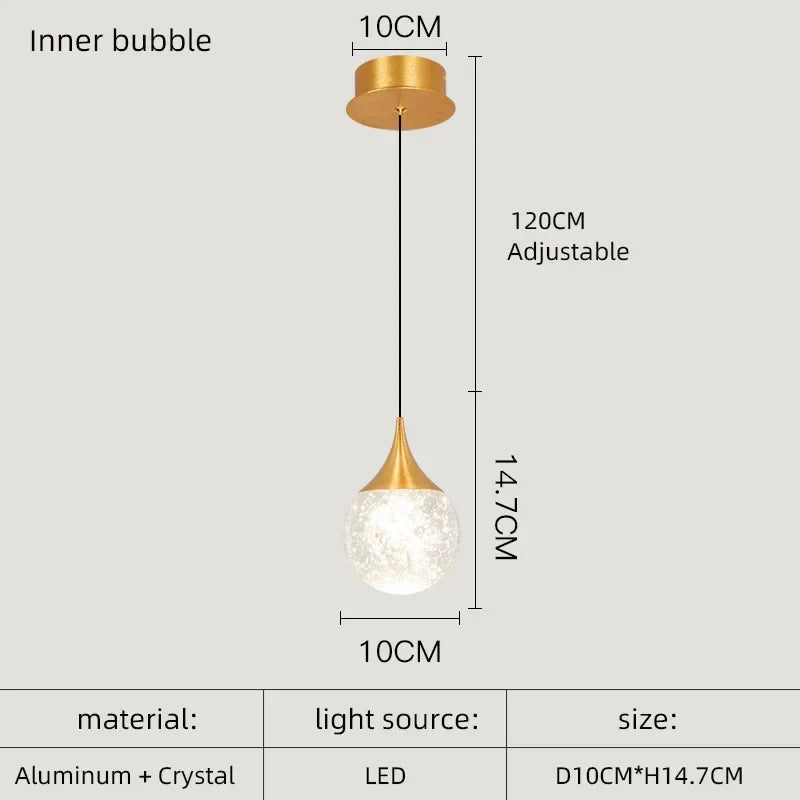 Lámpara de araña LED de cristal DecorBites™ para decoración de comedor e iluminación de isla de cocina