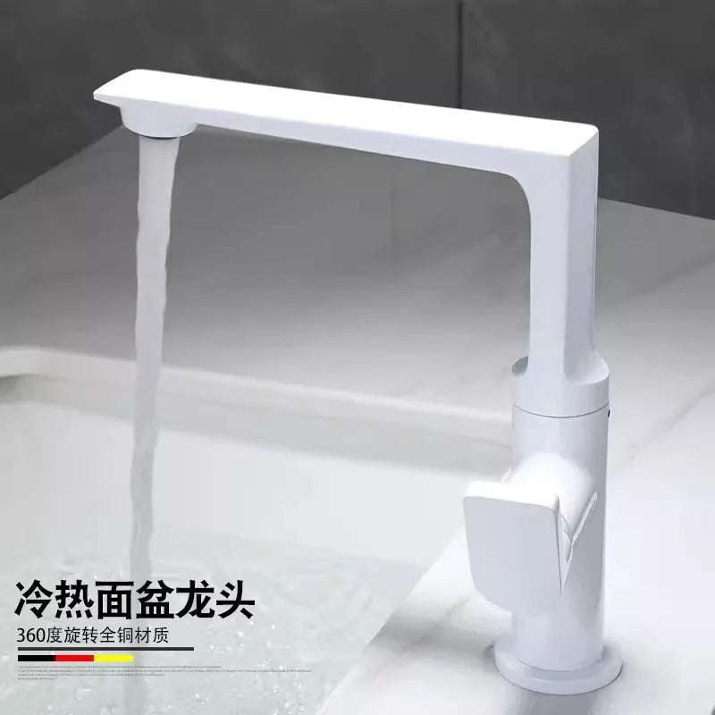 DecorBites™ Gold Brass Bathroom Basin Faucet, Single Handle Hot & Cold Mixer Tap