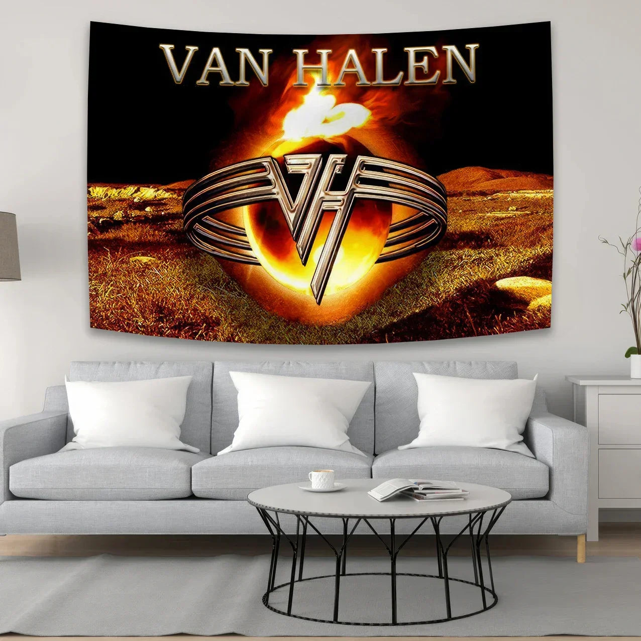 Van Halen Band Tapestry | Boho Rock Singer Art for Modern Home Decor by Decobites