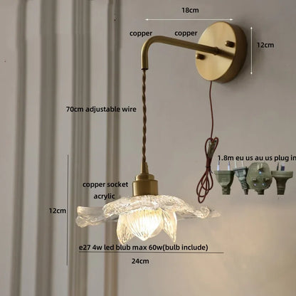 Aplique de pared LED ajustable DecorBites™ color cobre con interruptor de cadena