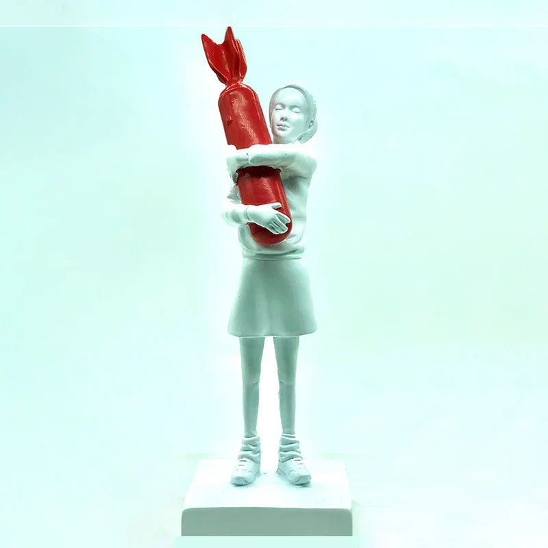 DecorBites™ Bomb Hugger Girl Resin Statue Sculpture for Home Decor and Desk Ornament