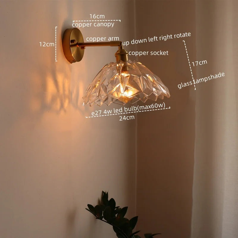 Copper Glass Wall Sconce Japanese Style Bathroom
