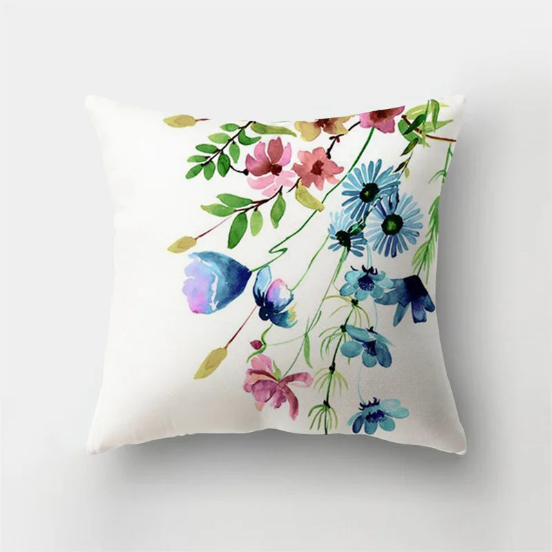 DecorBites™ Deer Animal Short Plush Pillowcase with Natural Leaves and Flowers