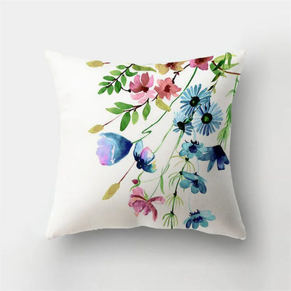 DecorBites™ Deer Animal Short Plush Pillowcase with Natural Leaves and Flowers