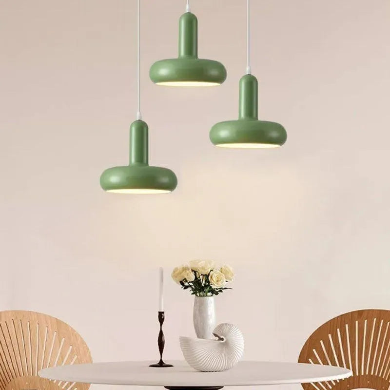 DecorBites™ Disc Shaped LED Pendant Light in Cream White Green for Bedroom Living Rooms