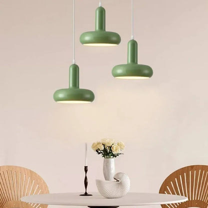 DecorBites™ Disc Shaped LED Pendant Light in Cream White Green for Bedroom Living Rooms