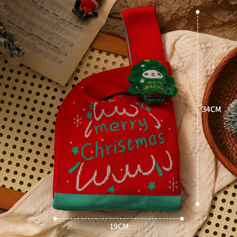 DecorBites™ Christmas Knitted Apple Bag with Doll Handbag for Holiday Decoration and Children