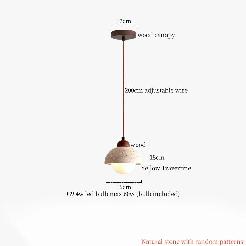 Copper Vintage Pendant Light Travertine Stone