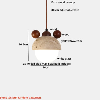 DecorBites™ LED Wood Pendant Light Fixture Wabi Sabi Hang Lamp for Living Room