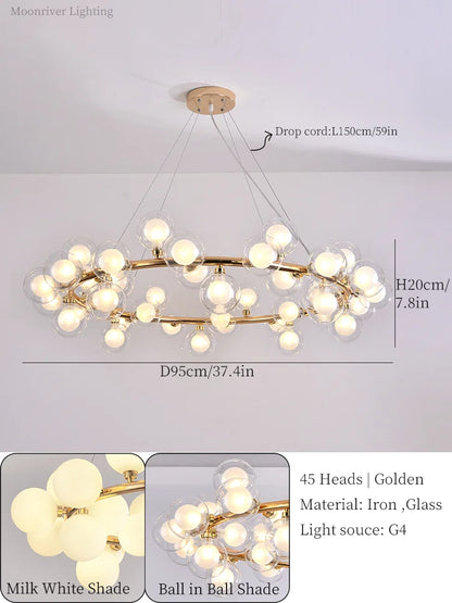 Lámpara colgante moderna DecorBites™ con bola de cristal y luz LED para decoración del hogar