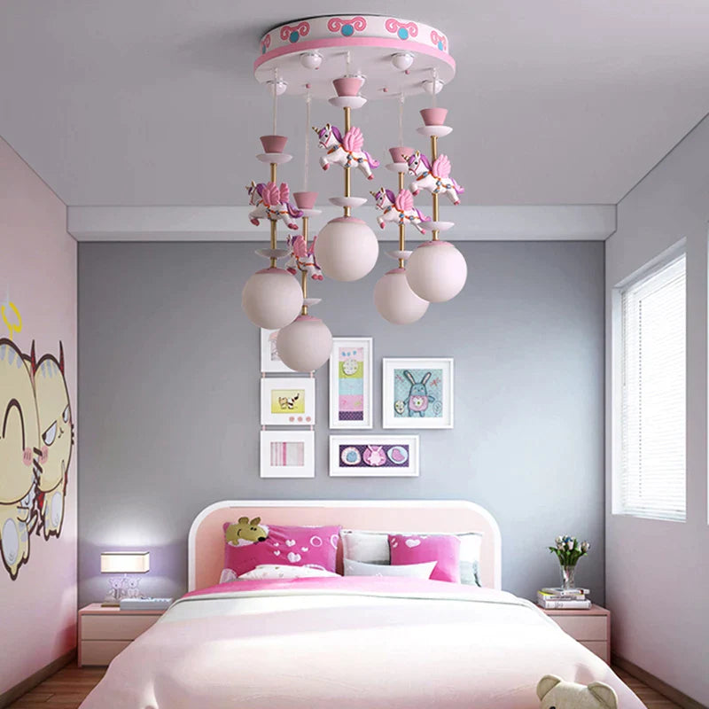 DecorBites™ Children's Carousel LED Chandeliers: Nordic Princess Decor Pendant Lights for Living Room