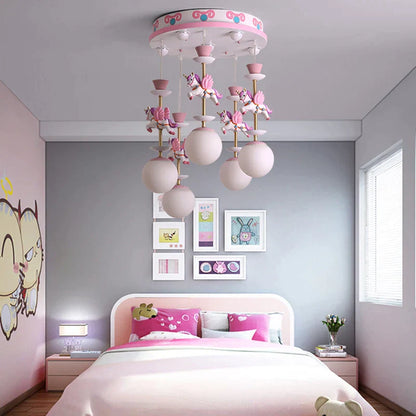 DecorBites™ Children's Carousel LED Chandeliers: Nordic Princess Decor Pendant Lights for Living Room