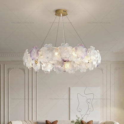 DecorBites™ Petals Crystal Chandelier Light: French Living Room & Dining Room Luxury Lighting