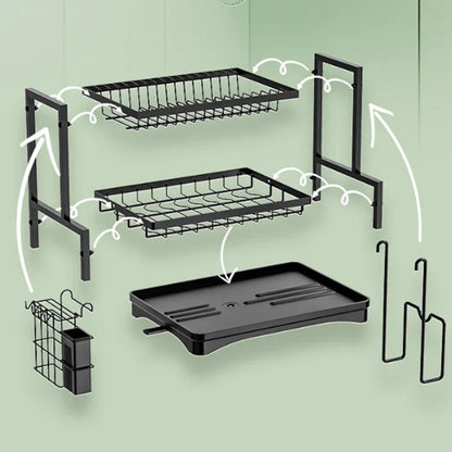 DecorBites™ 2 Tier Kitchen Storage & Drying Rack - Countertop Organizer for Dinnerware & Utensils