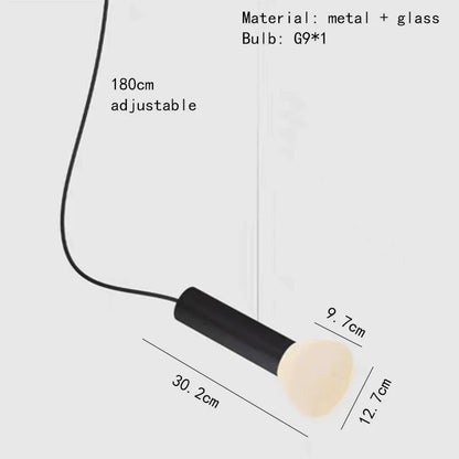 DecorBites™ Glass Pendant Lights with Adjustable Cord for Hall, Dining Room, Office - White Glass