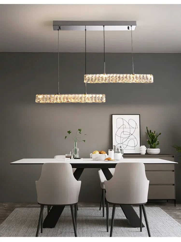 DecorBites™ Crystal Liner Ceiling Chandelier: Modern Luxury Dimmable LED Lighting Fixture