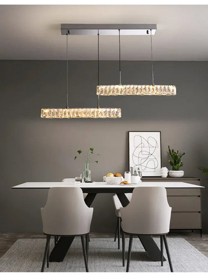 DecorBites™ Crystal Liner Ceiling Chandelier: Modern Luxury Dimmable LED Lighting Fixture