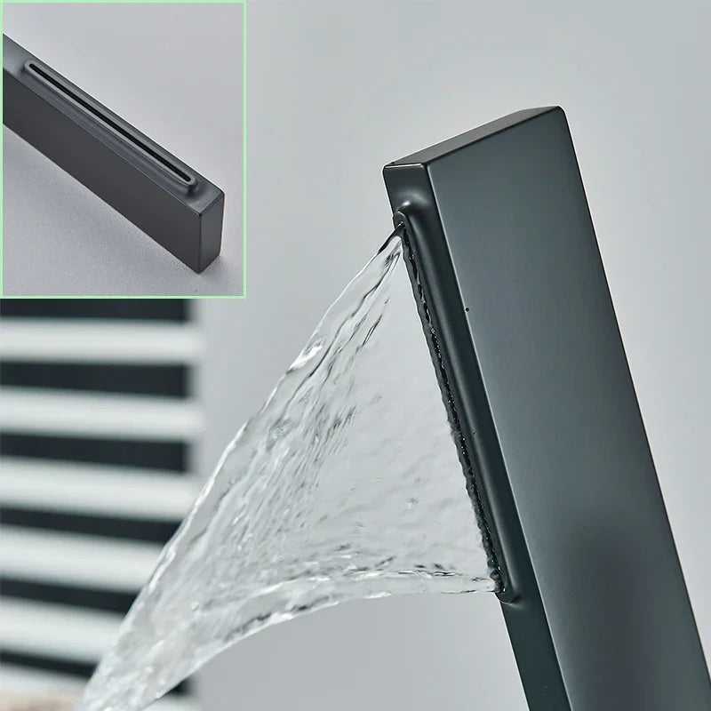 DecorBites™ Brass Waterfall Basin Faucet Hot/Cold Mixer Taps Single Handle Bathroom Sink