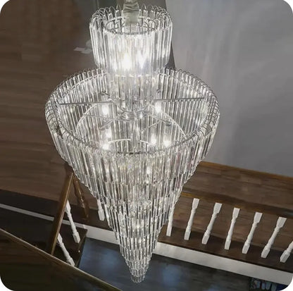 DecorBites™ Gold Crystal Duplex Building LED Chandeliers - Luxury Staircase Decoration