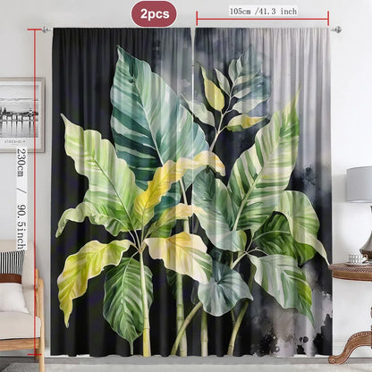 Decobites Tropical Leaf Gauze Curtain for Kitchen, Living Room, Balcony, Garden