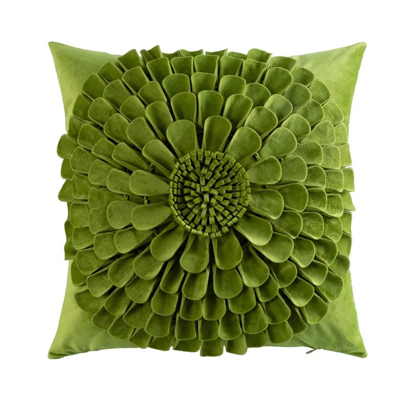 Green Floral Square Pillowcase
