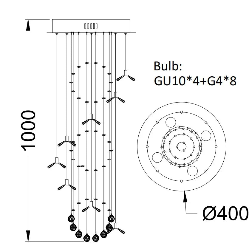 DecorBites™ Elegant Crystal Chandeliers for High Ceiling Living Room Foyer Staircase Lighting