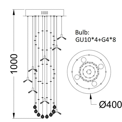 DecorBites™ Elegant Crystal Chandeliers for High Ceiling Living Room Foyer Staircase Lighting