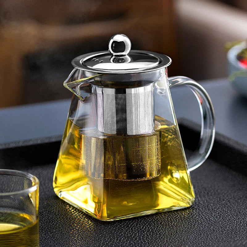 DecorBites™ Glass Teapot: Kungfu Tea Set for Office, High Quality, Thermostable.