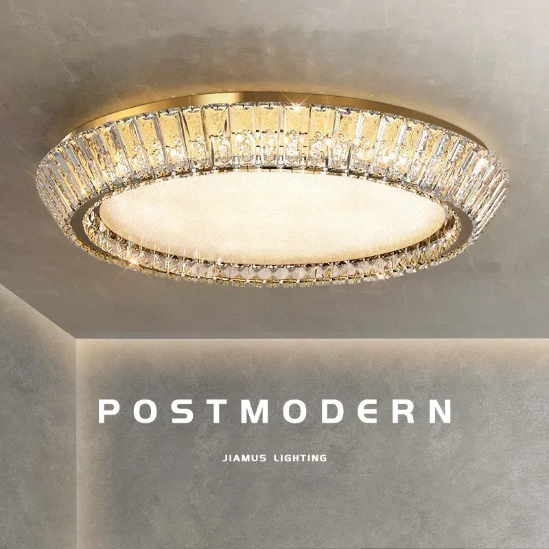 DecorBites™ Gold Crystal Glass LED Ceiling Light for Dining Living Room
