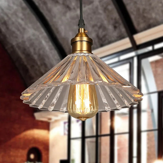 DecorBites™ Clear Stripe Vintage Glass Hanging Light - Luxury Crystal Chandelier for Loft Dining Decor