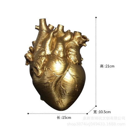 DecorBites™ Heart Shape Resin Flower Vase Desktop Ornament Bouquet Holder Home Decor