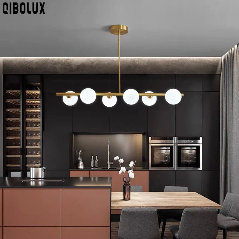 DecorBites™ Gold Glass Ball LED Pendant Light for Kitchen Dining Room Lighting