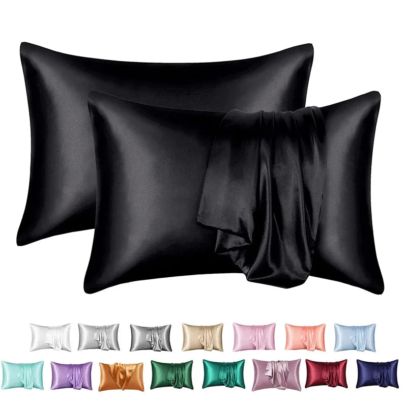 Decobites Silky Satin Pillowcase: Soft, Comfortable, High-End Solid King Queen Pillow Cover