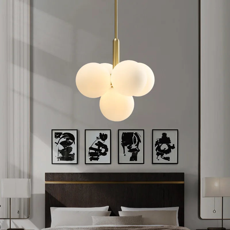 DecorBites™ Glass Balls Chandelier: Modern Gold Pendant Lighting for Living Room & Dining Area