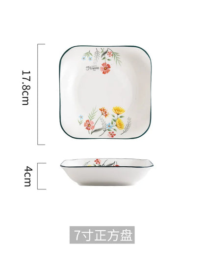 Juego de plato y tazón para fideos de arroz DecorBites™ de porcelana fina