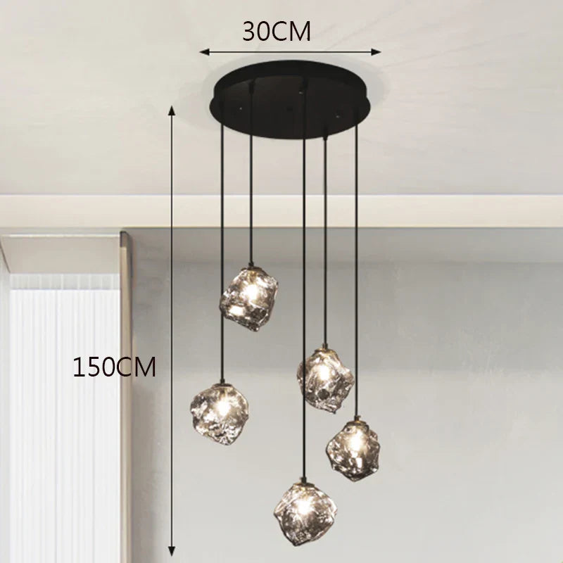 Black Modern LED Chandelier 19-Head Smoky Grey