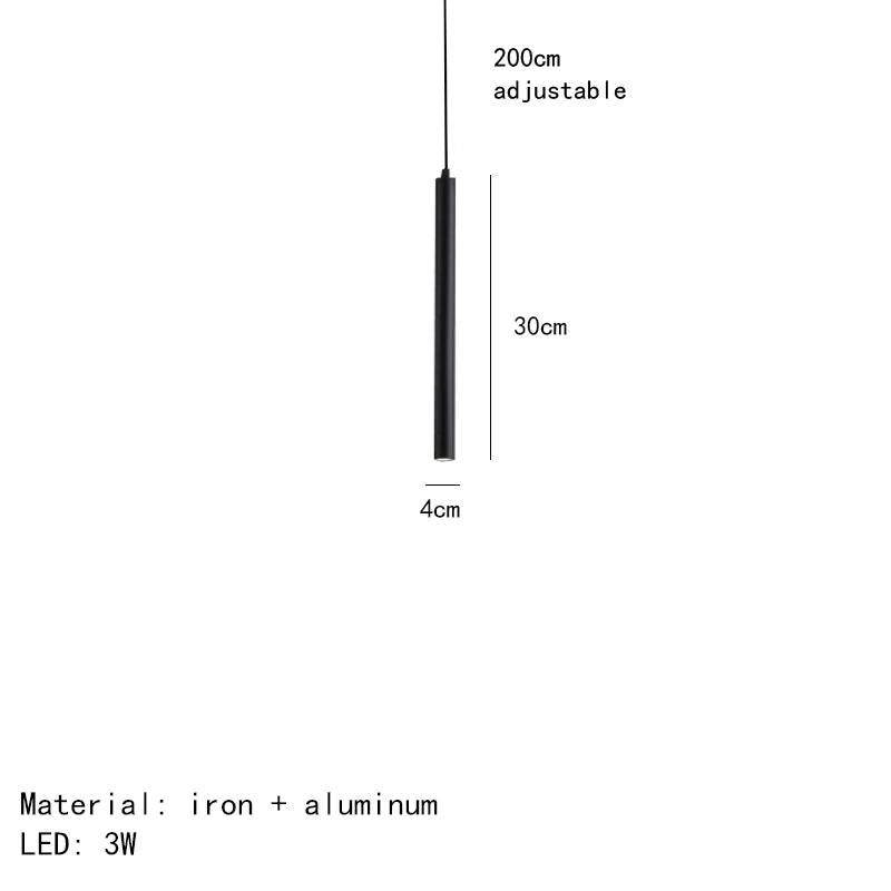 ديكوربايتس™ مصابيح LED سوداء معلقة 30/40/50/60 سم لغرفة الطعام وغرفة النوم والمطبخ