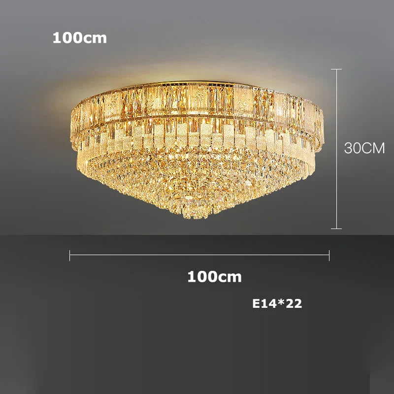 DecorBites™ K9 Crystal Gold Chandelier Lighting for Living Room
