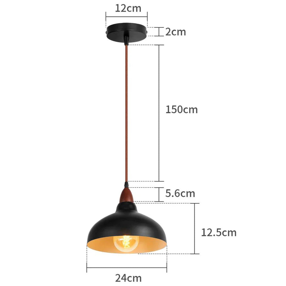 Black Wood Industrial Pendant Light