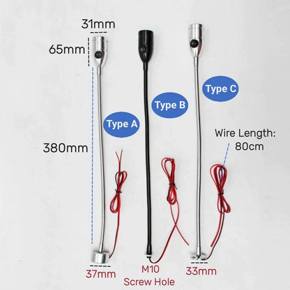 DecorBites™ LED Gooseneck Work Light 3W Industrial Hose Lamp with Switch