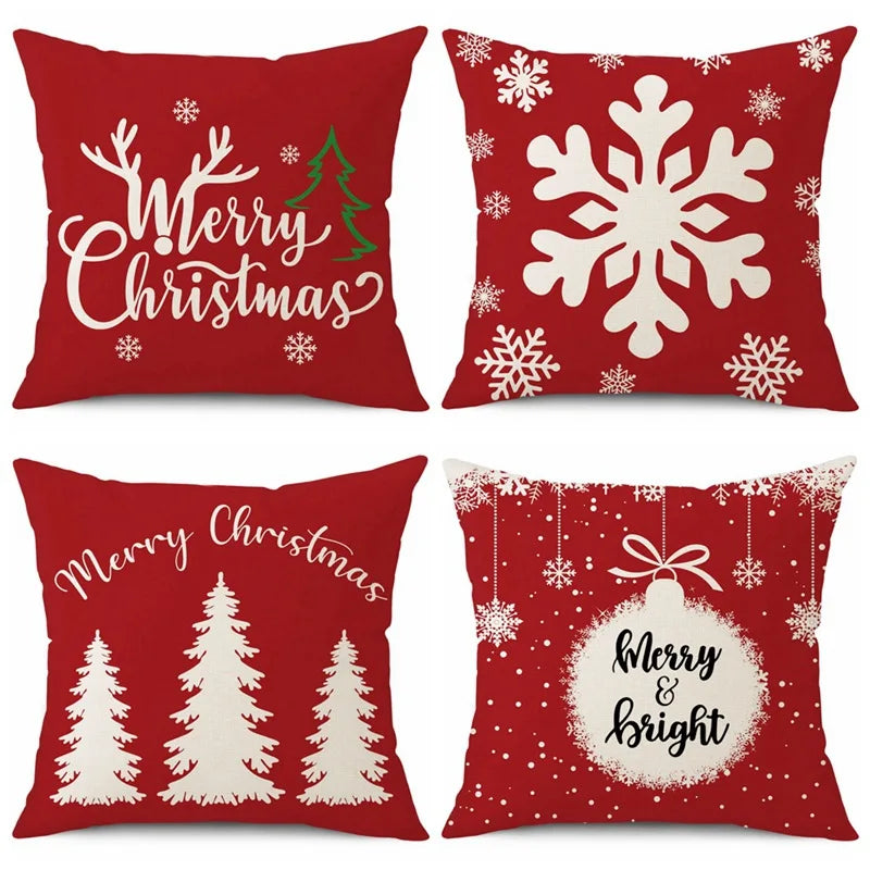 45cm Merry Christmas Cushion Cover Pillowcase 2024 Christmas Decorations for Home Ornament Happy New Year Christmas Decor 2025