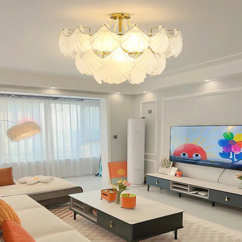 DecorBites™ Crystal Pearl Chain Chandelier: Luxe Hanging Lamp for Exquisite Home Decor