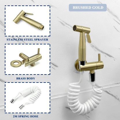 DecorBites™ Gold Bidet Faucet Handheld Sprayer Single Cold Water Tap Hygienic Toilet Shower
