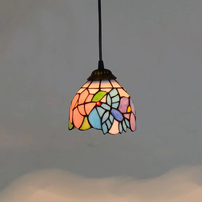 Mediterranean Mosaic Stained Glass Pendant Light